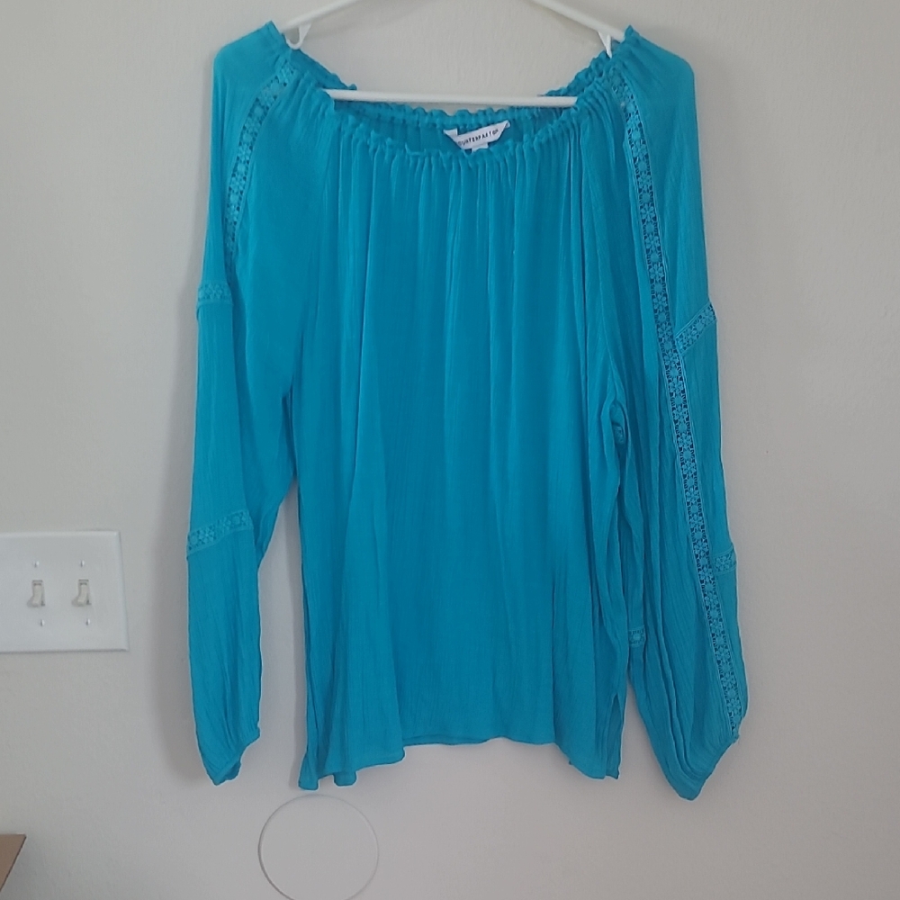 Counterparts Blue Relaxed Pleated Blouse